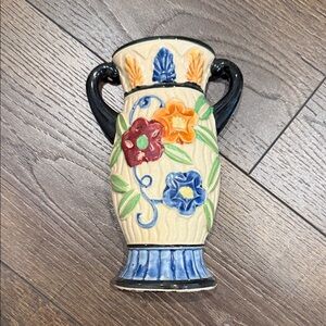 Vintage Swedish Style Wall Pocket Vase - Hand Painted